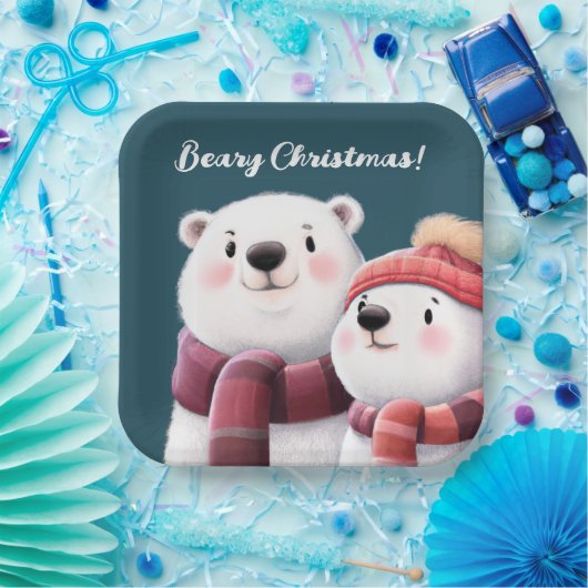 Niedliche Polar Bären-Kneipen mit Carven Pappteller (Party)