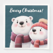 Niedliche Polar Bären-Kneipen mit Carven Serviette (Vorderseite)