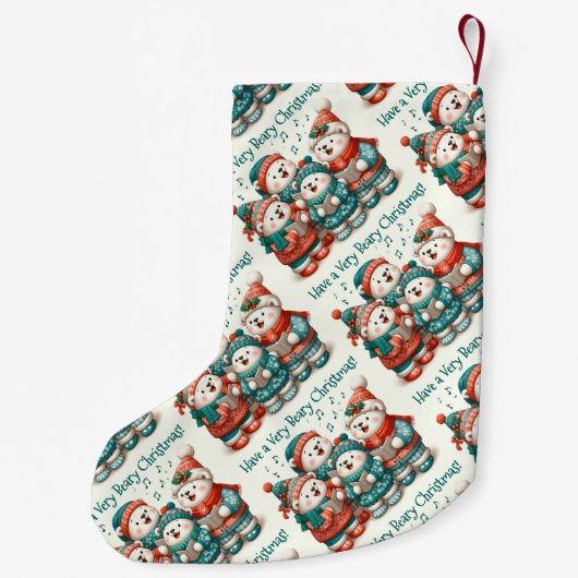 Niedliche Polar Bären Sing haben eine sehr schöne  Kleiner Weihnachtsstrumpf (Rückseite)