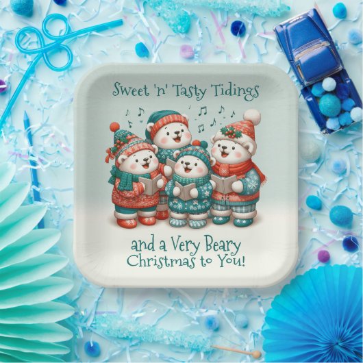 Niedliche Polar Bären Sing haben eine sehr schöne Pappteller (Party)