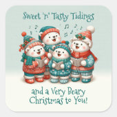 Niedliche Polar Bären Sing haben eine sehr schöne Quadratischer Aufkleber (Vorderseite)