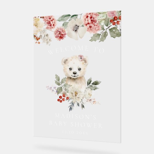 Niedliche Polar Bärendusche Willkommen Acrylschild (Winkel)