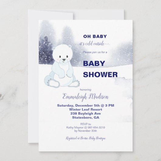 Niedliche Polar Bear Baby Dusche (Vorderseite)