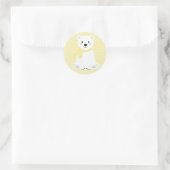 Niedliche Polar Bear Baby Dusche gelb Runder Aufkleber (Tasche)