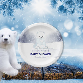 Niedliche Polar Bear Baby Dusche Pappteller