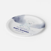 Niedliche Polar Bear Baby Dusche Pappteller (Schrägansicht)