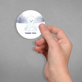 Niedliche Polar Bear Baby Dusche Vielen Dank Runder Aufkleber