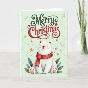 Niedliche Polar Bear Weihnachtskarte Feiertagskarte