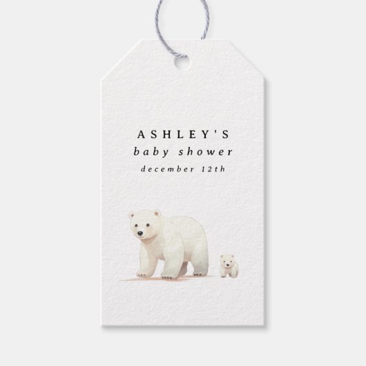 Niedliche Polar Bear Winter Baby Dusche Geschenkanhänger (Vorderseite)