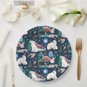 Niedliche Polar Bear Winter Baby Dusche Pappteller