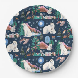 Niedliche Polar Bear Winter Baby Dusche Pappteller