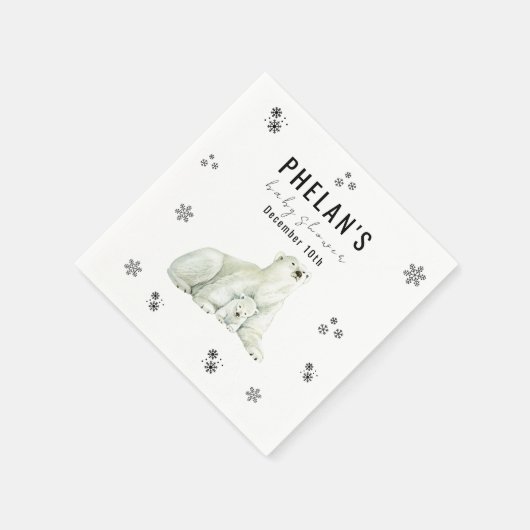 Niedliche Polar Bear Winter Baby Dusche Serviette (Ecke)