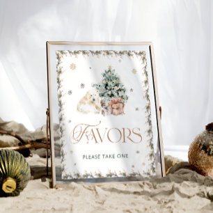 Niedliche Polar Bear Winter Baby Shower Favoriten Poster