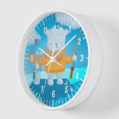 Niedliche Polarbär Kid Wall Clock mit Namen Uhr (Winkel)