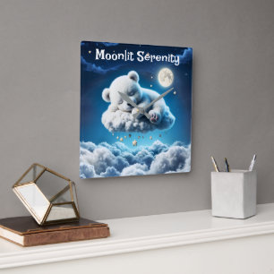 Niedliche Polarbärbchen, Schönheitswolken Quadratische Wanduhr