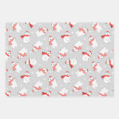 Niedliche Polarbären in drei blauen Weihnachtsmust Geschenkpapier Set (Vorderseite 3)