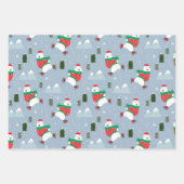 Niedliche Polarbären in drei blauen Weihnachtsmust Geschenkpapier Set (Vorderseite 2)