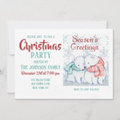 Niedliche Polarbären in Rot und Grün Einladung (Vorderseite)