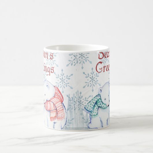 Niedliche Polarbären in Rot und Grün Kaffeetasse (Mittel)