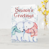 Niedliche Polarbären in Rot und Grün Karte (Gelbe Blume)