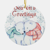 Niedliche Polarbären in Rot und Grün Keramik Ornament (Vorne)