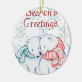 Niedliche Polarbären in Rot und Grün Keramik Ornament (Links)