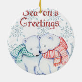 Niedliche Polarbären in Rot und Grün Keramik Ornament (Hinten)