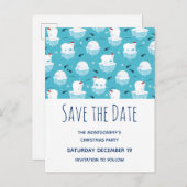 Niedliche Polarbären in Weihnachtsmannmützen Save  Einladungspostkarte (Vorne/Hinten)