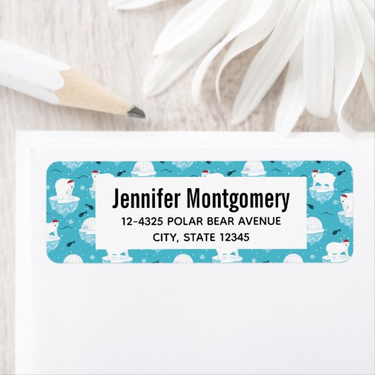 Niedliche Polarbären in Weihnachtsmannmützen Weihn (Insitu)