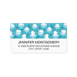 Niedliche Polarbären in Weihnachtsmannmützen Weihn Adressaufkleber