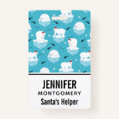 Niedliche Polarbären in Weihnachtsmannmützen Weihn Ausweis (Vorderseite)