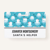 Niedliche Polarbären in Weihnachtsmannmützen Weihn Ausweis (Rückseite)