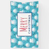 Niedliche Polarbären in Weihnachtsmannmützen Weihn Banner (Vertikal)