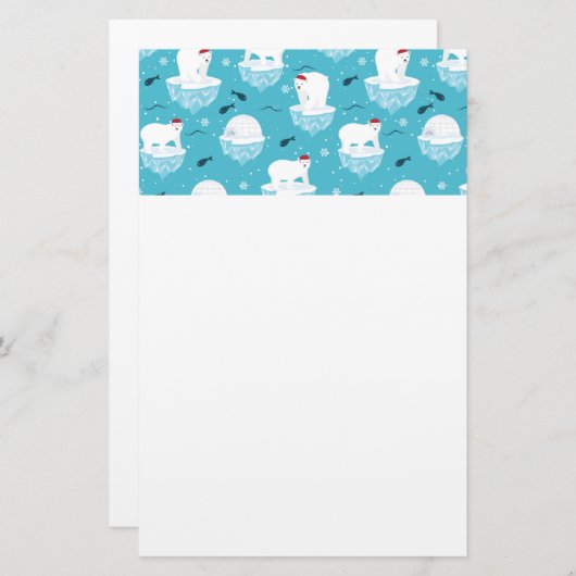 Niedliche Polarbären in Weihnachtsmannmützen Weihn Briefpapier (Vorne/Hinten)