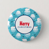 Niedliche Polarbären in Weihnachtsmannmützen Weihn Button (Vorderseite)