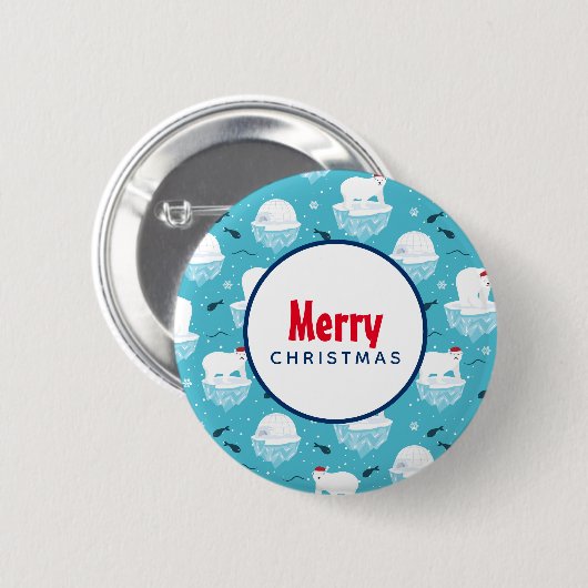 Niedliche Polarbären in Weihnachtsmannmützen Weihn Button (Vorne & Hinten)