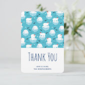 Niedliche Polarbären in Weihnachtsmannmützen Weihn Dankeskarte (Stehend Vorderseite)