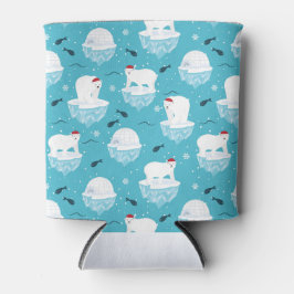 Niedliche Polarbären in Weihnachtsmannmützen Weihn Dosenkühler