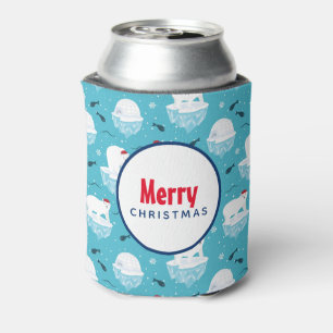 Niedliche Polarbären in Weihnachtsmannmützen Weihn Dosenkühler