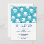 Niedliche Polarbären in Weihnachtsmannmützen Weihn Einladungspostkarte (Vorne/Hinten)