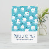 Niedliche Polarbären in Weihnachtsmannmützen Weihn Feiertagskarte (Stehend Vorderseite)