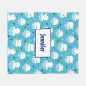 Niedliche Polarbären in Weihnachtsmannmützen Weihn Fleecedecke (Vorderseite (Horizontal))