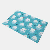 Niedliche Polarbären in Weihnachtsmannmützen Weihn Fußmatte (Schrägansicht)