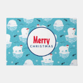Niedliche Polarbären in Weihnachtsmannmützen Weihn Fußmatte (Vorderseite)