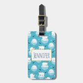 Niedliche Polarbären in Weihnachtsmannmützen Weihn Gepäckanhänger (Vorderseite vertikal)