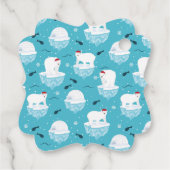 Niedliche Polarbären in Weihnachtsmannmützen Weihn Geschenkanhänger (Rückseite)