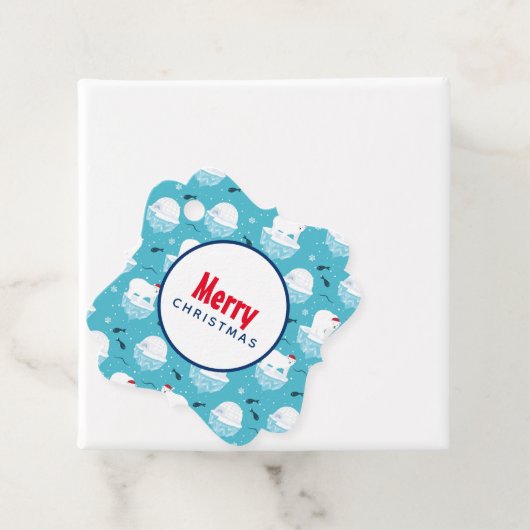 Niedliche Polarbären in Weihnachtsmannmützen Weihn Geschenkanhänger (Beispiel)