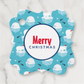 Niedliche Polarbären in Weihnachtsmannmützen Weihn Geschenkanhänger (Vorderseite)