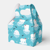 Niedliche Polarbären in Weihnachtsmannmützen Weihn Geschenkschachtel (Rückseite)