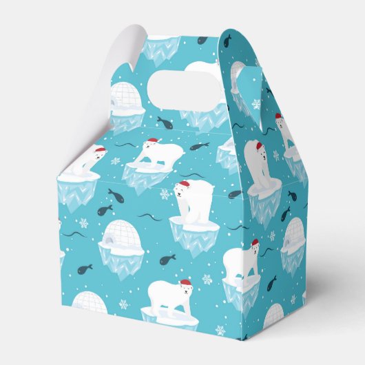 Niedliche Polarbären in Weihnachtsmannmützen Weihn Geschenkschachtel (Rückseite)